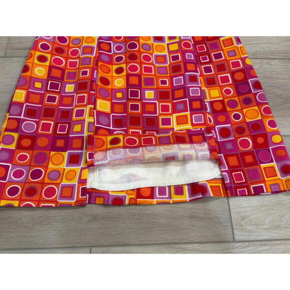 Vintage JSC Mini Dress Sleeveless Goemetric Print Pink Orange Size 8 Retro 60's - Picture 8 of 9